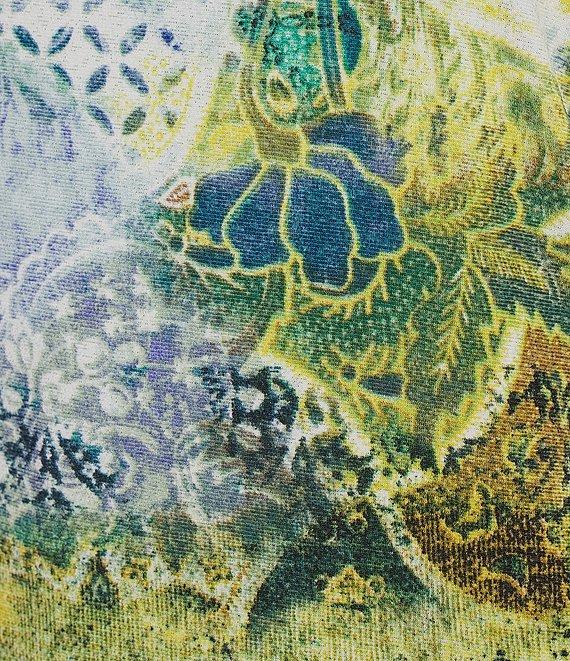 Investments Petite Size Knit Vintage Tapestry Elbow Length Sleeve Crew Neck Top Product Image