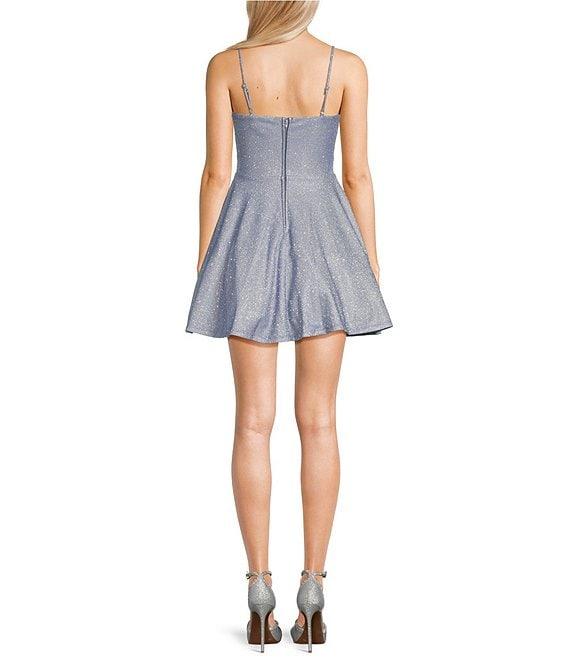 City Vibe Spaghetti Strap Cutout Glitter Skater Party Dress Product Image
