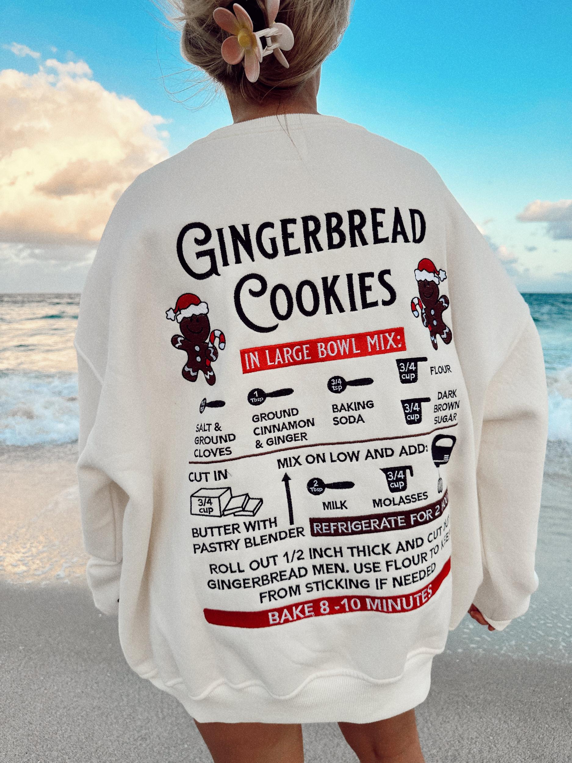 Ivory Gingerbread Recipe Christmas Embroider Sweatshirt Product Image