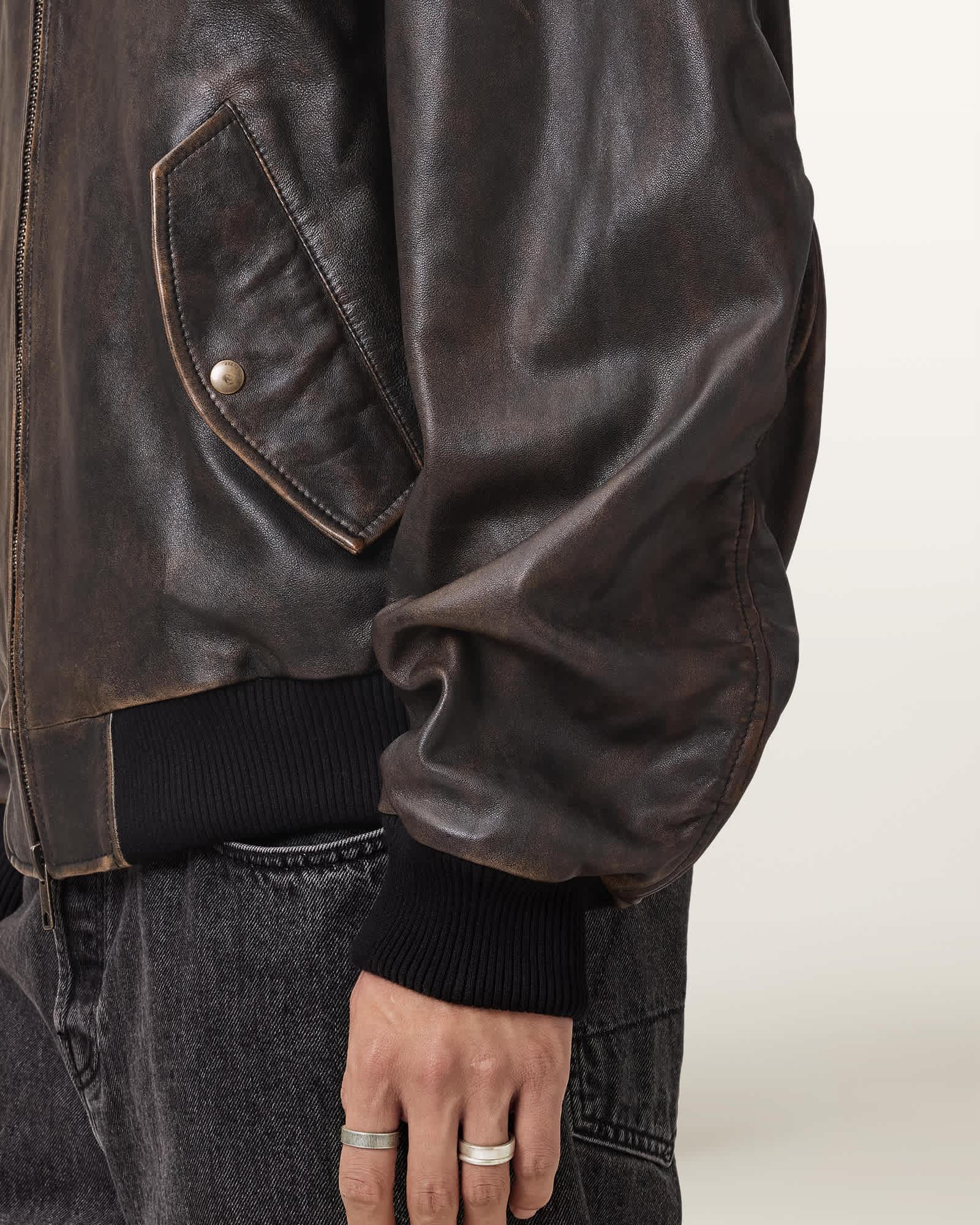 Marco Oversized Leather Bomber Jacket Product Image