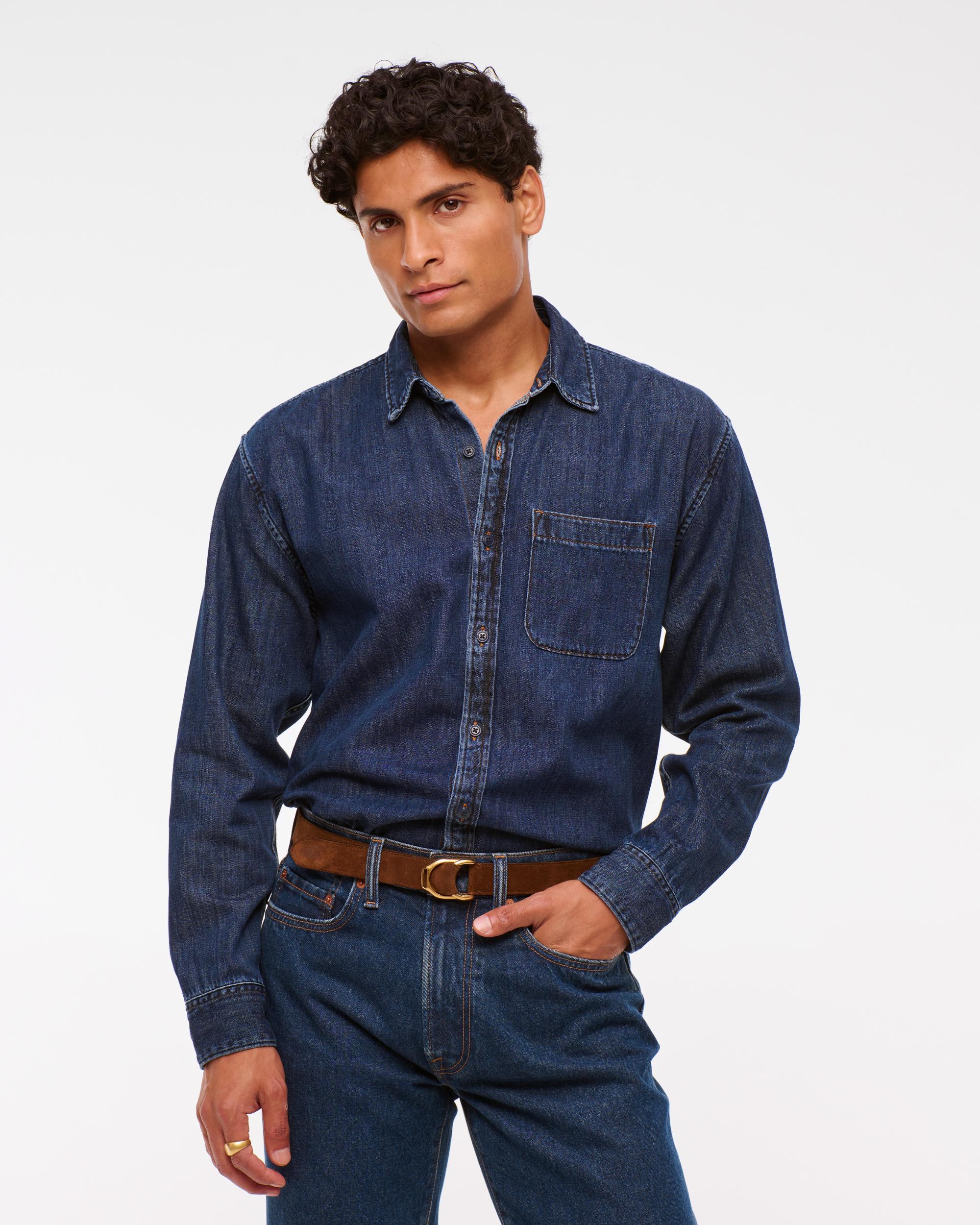 Denim Button-Up Shirt Product Image