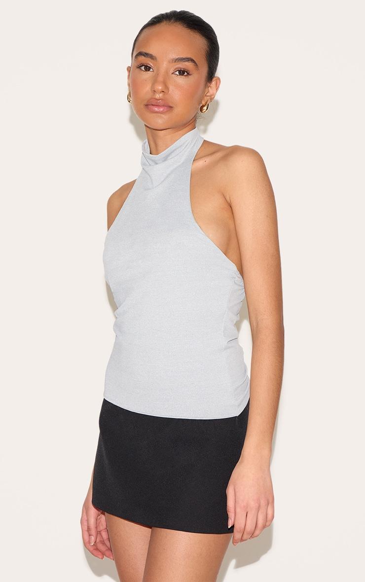 Petite Grey Extreme Halterneck Top Product Image