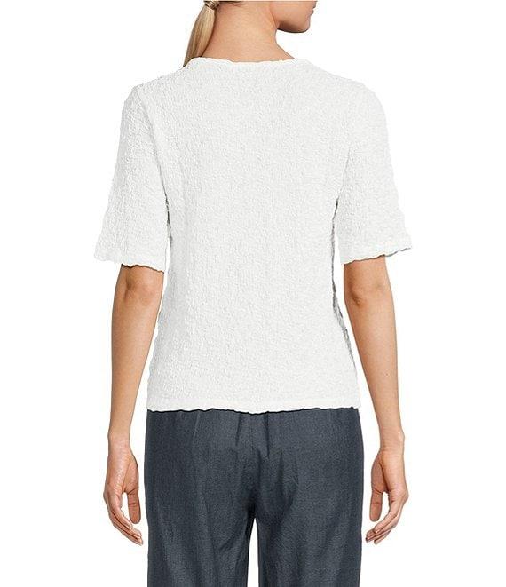 Eileen Fisher Organic Cotton Blend Bubble Jacquard Round Neck Short Sleeve Top Product Image