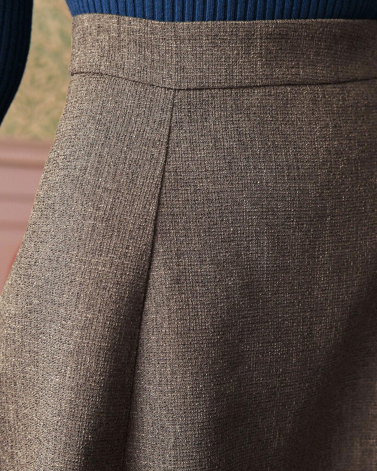 Coffee High Waisted Tweed Skirt Female Product Image