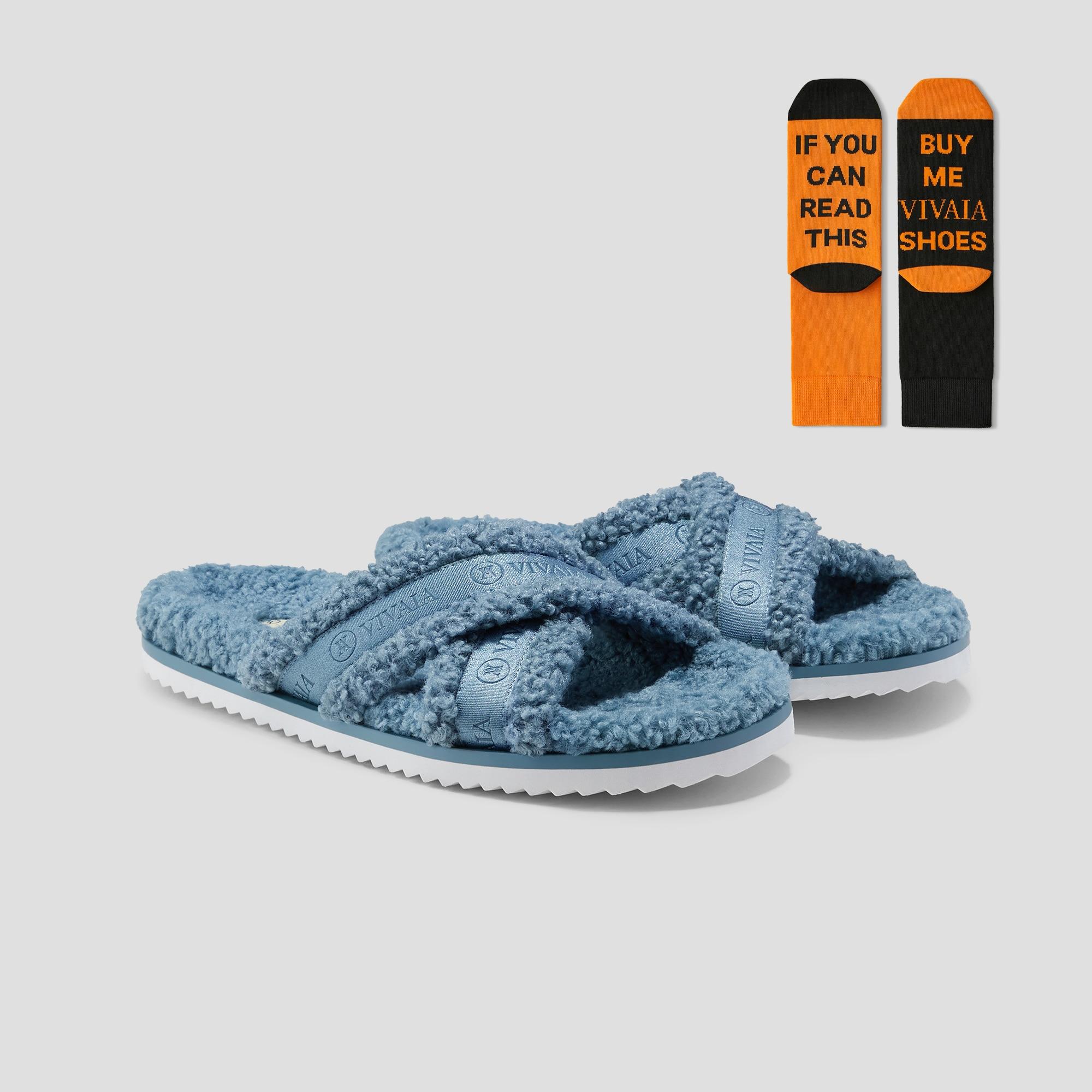 Furry Criss-Cross Strap Slippers (Hannah) Product Image