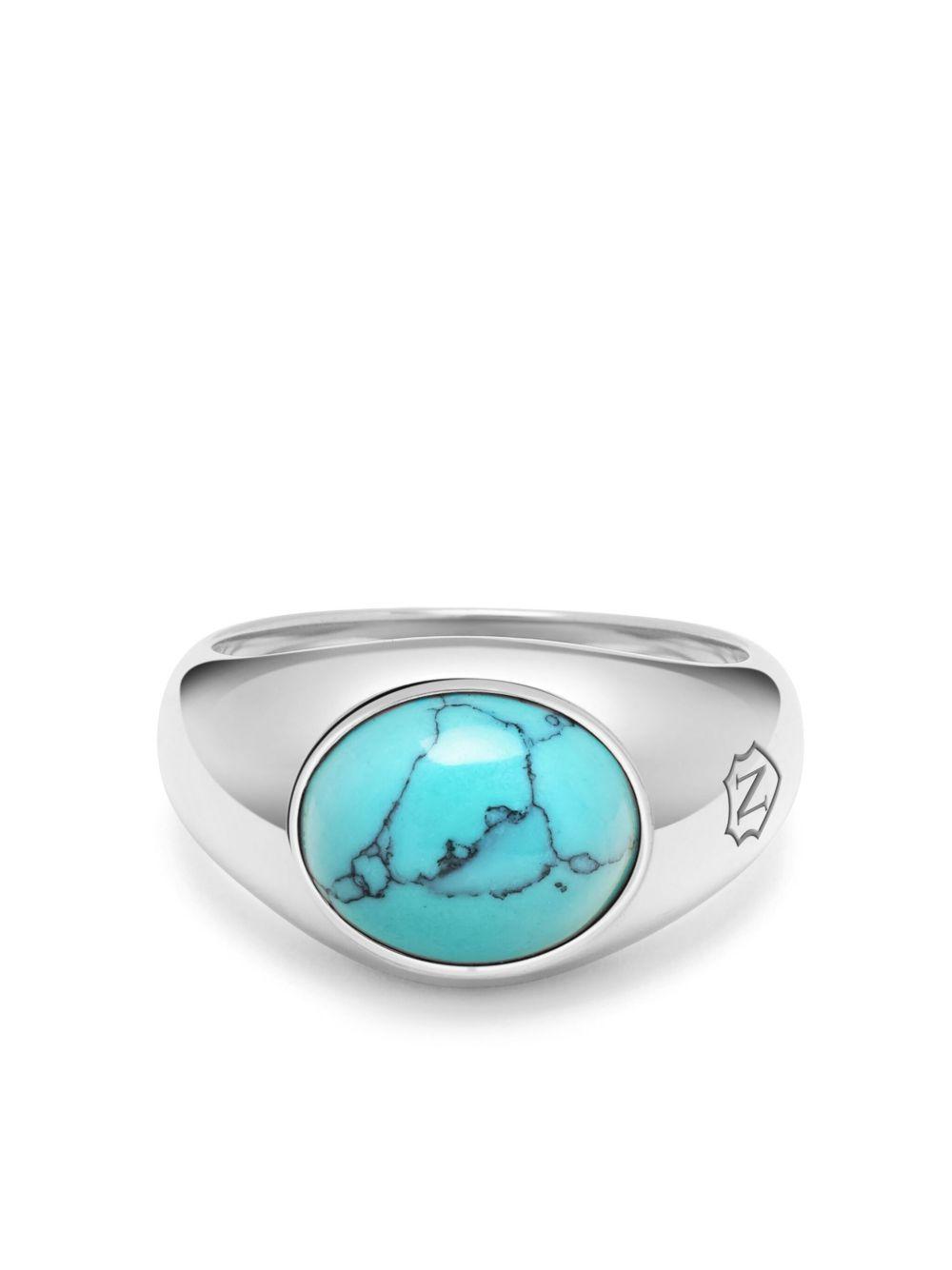 turquoise engraved signet ring Product Image