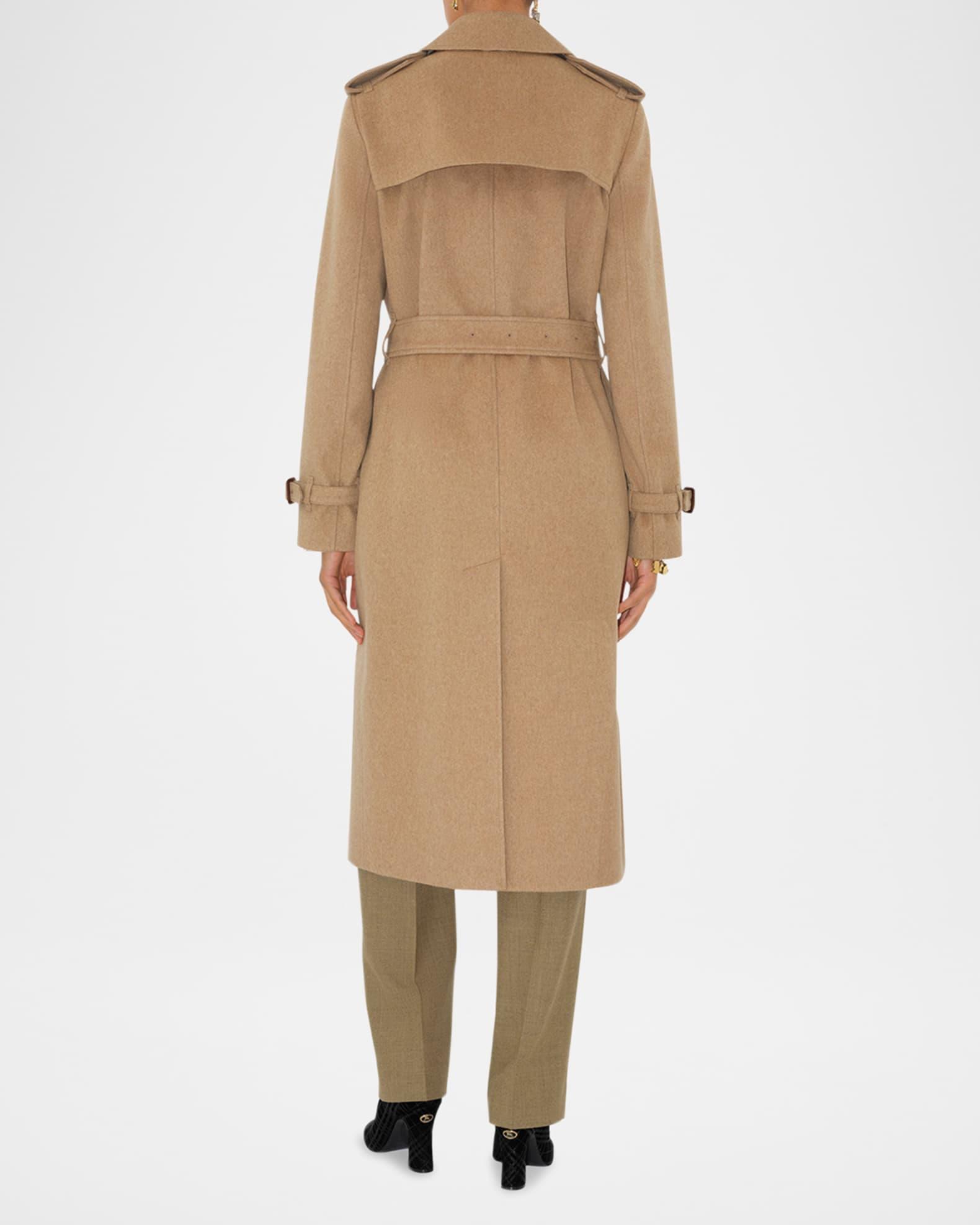 Kensington Belted Cashmere-Wool Double-Breasted Trench Coat Product Image