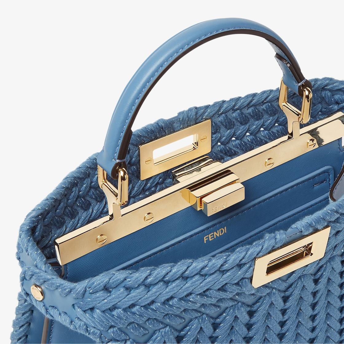 Peekaboo ISeeU SmallBlue jacquard interlaced leather bag Product Image