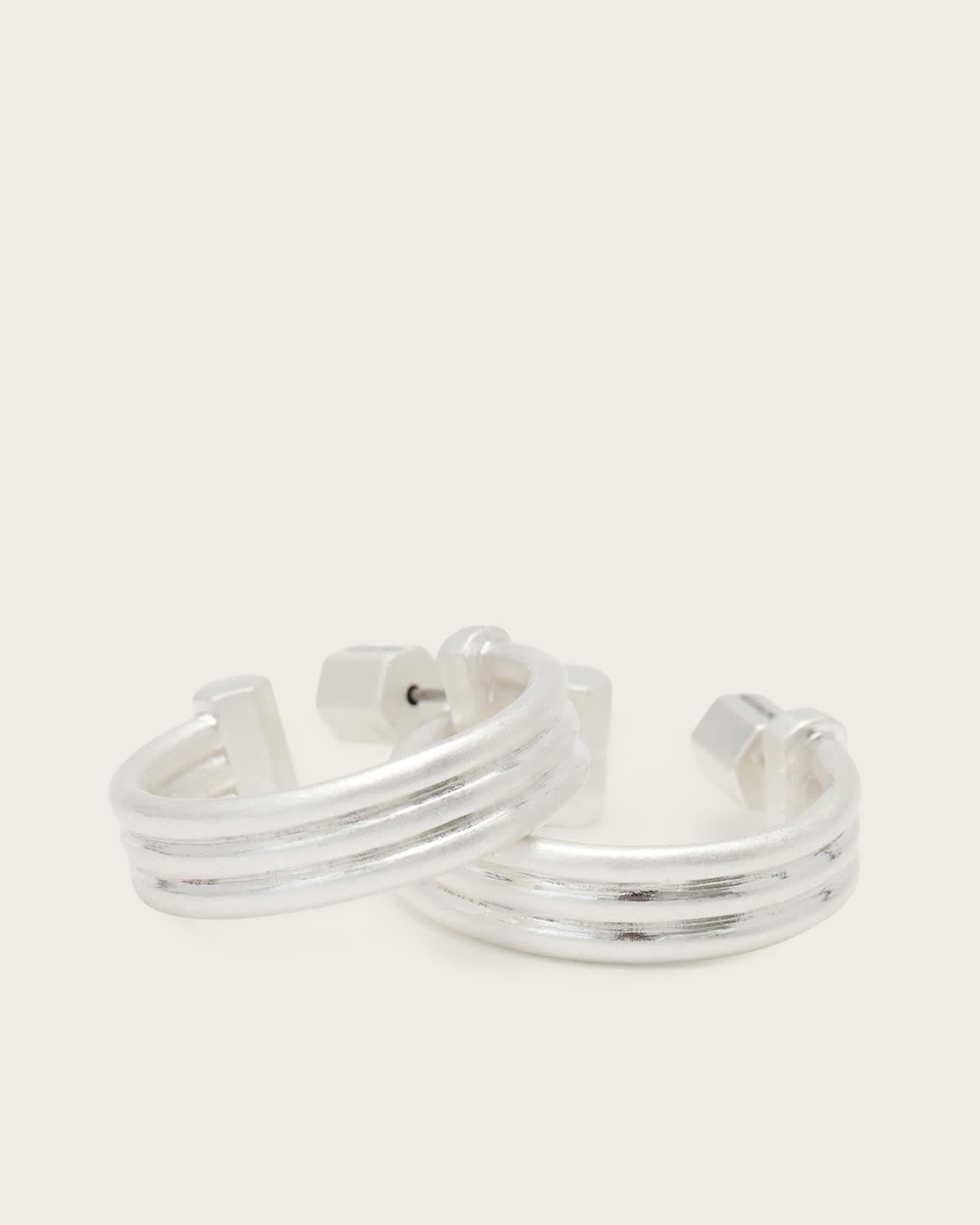 Nellie Pave Earrings WARM SILVER | ALLSAINTS US Product Image