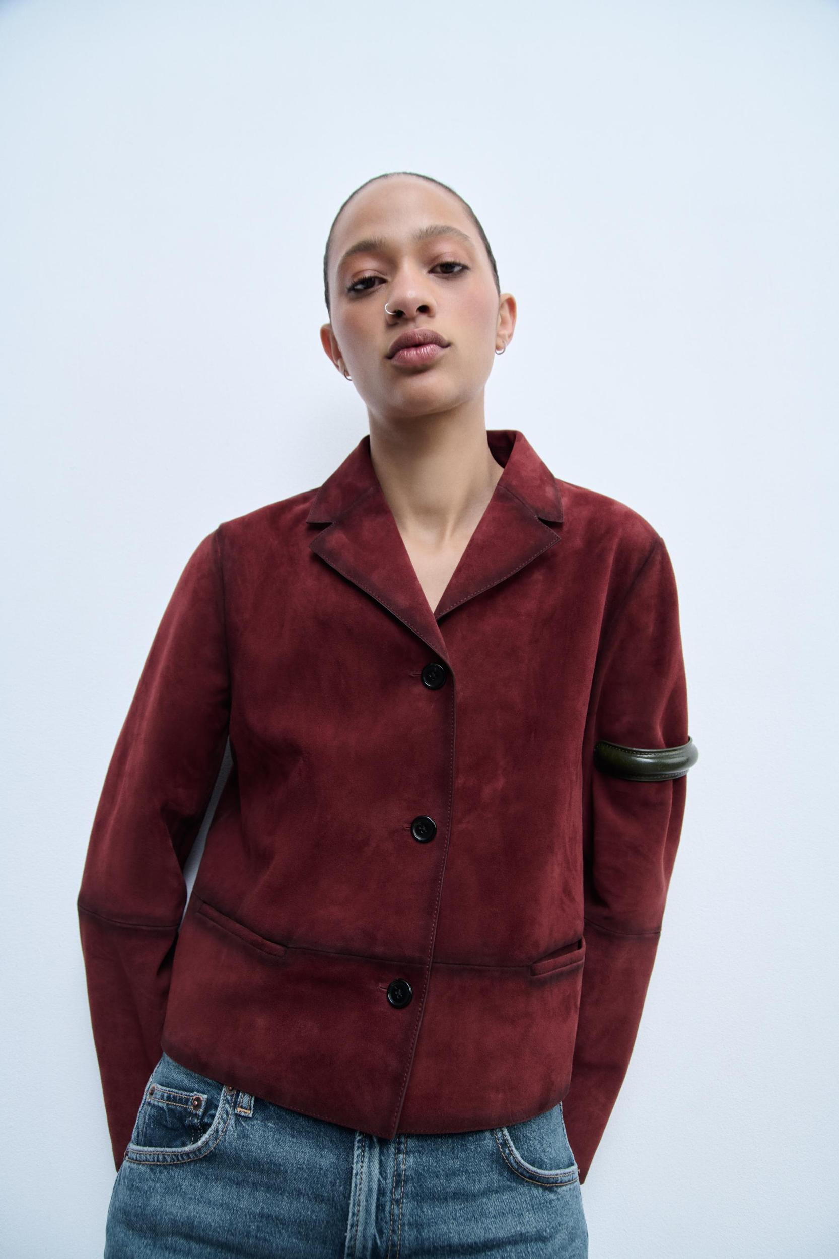 100% SUEDE LEATHER BLAZER ZW COLLECTION Product Image