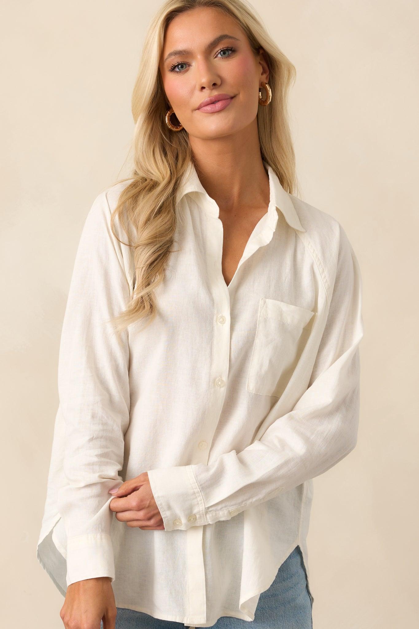 Z Supply White Perfect Linen Top Product Image