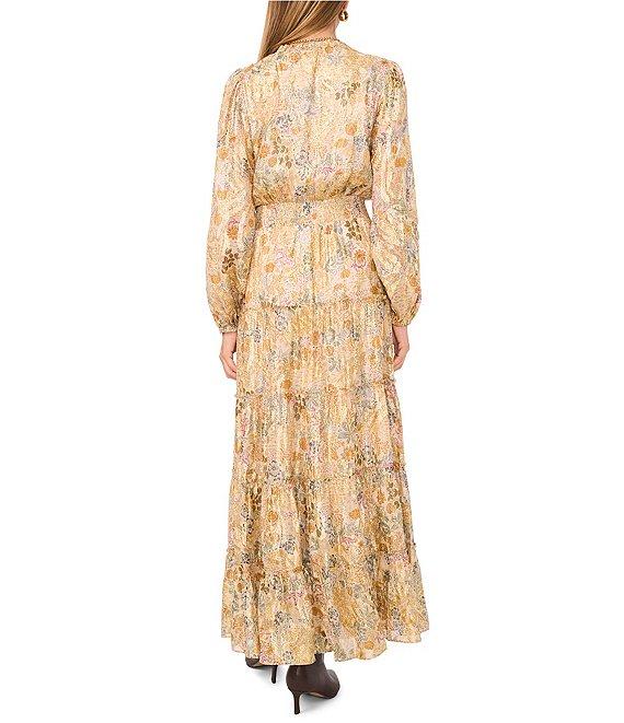 1. STATE Paisley Print Long Sleeve Tiered Skirt Maxi Dress Product Image