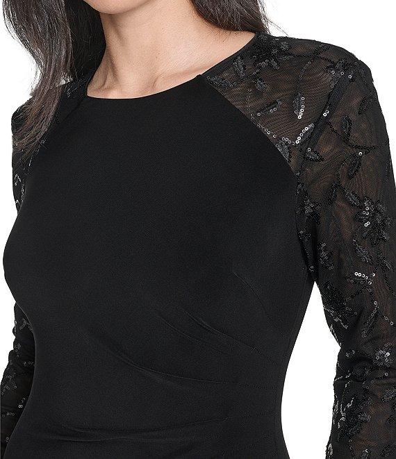 Jessica Howard Mesh Sequin Long Sleeve Gown Product Image