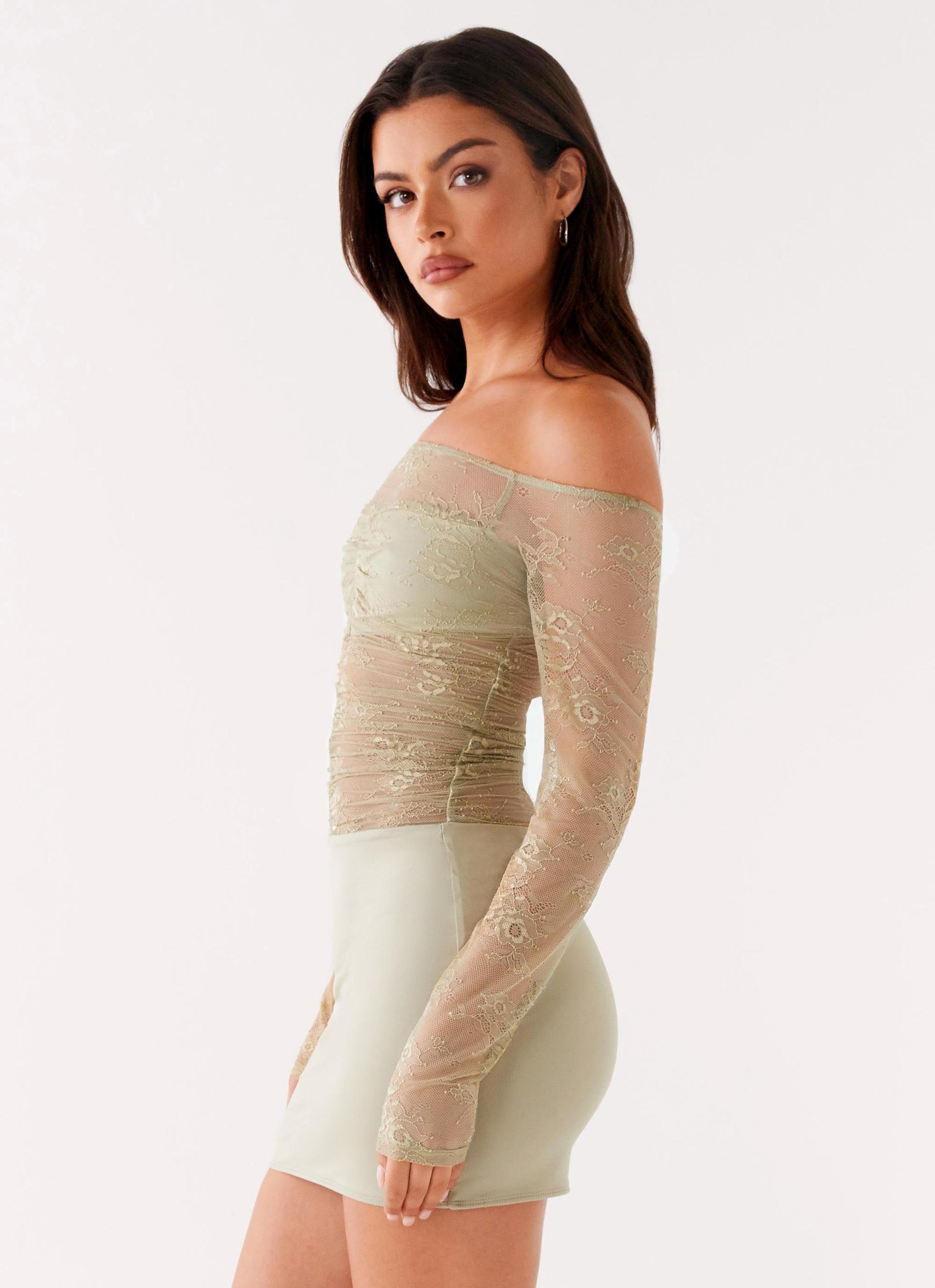 Collide Lace Mini Dress - Sage Product Image