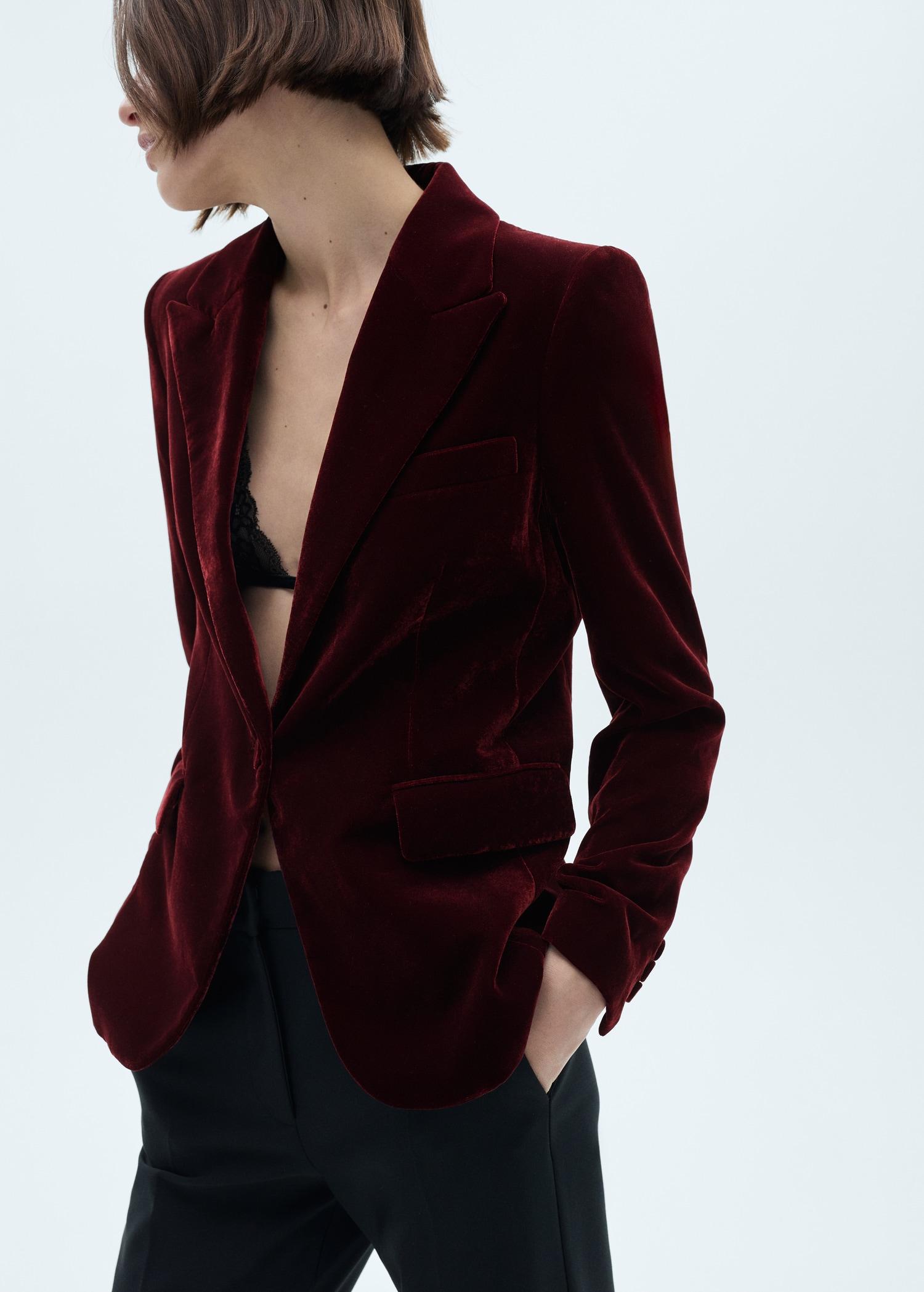 Structured velvet jacket - Women | MANGO USA Product Image