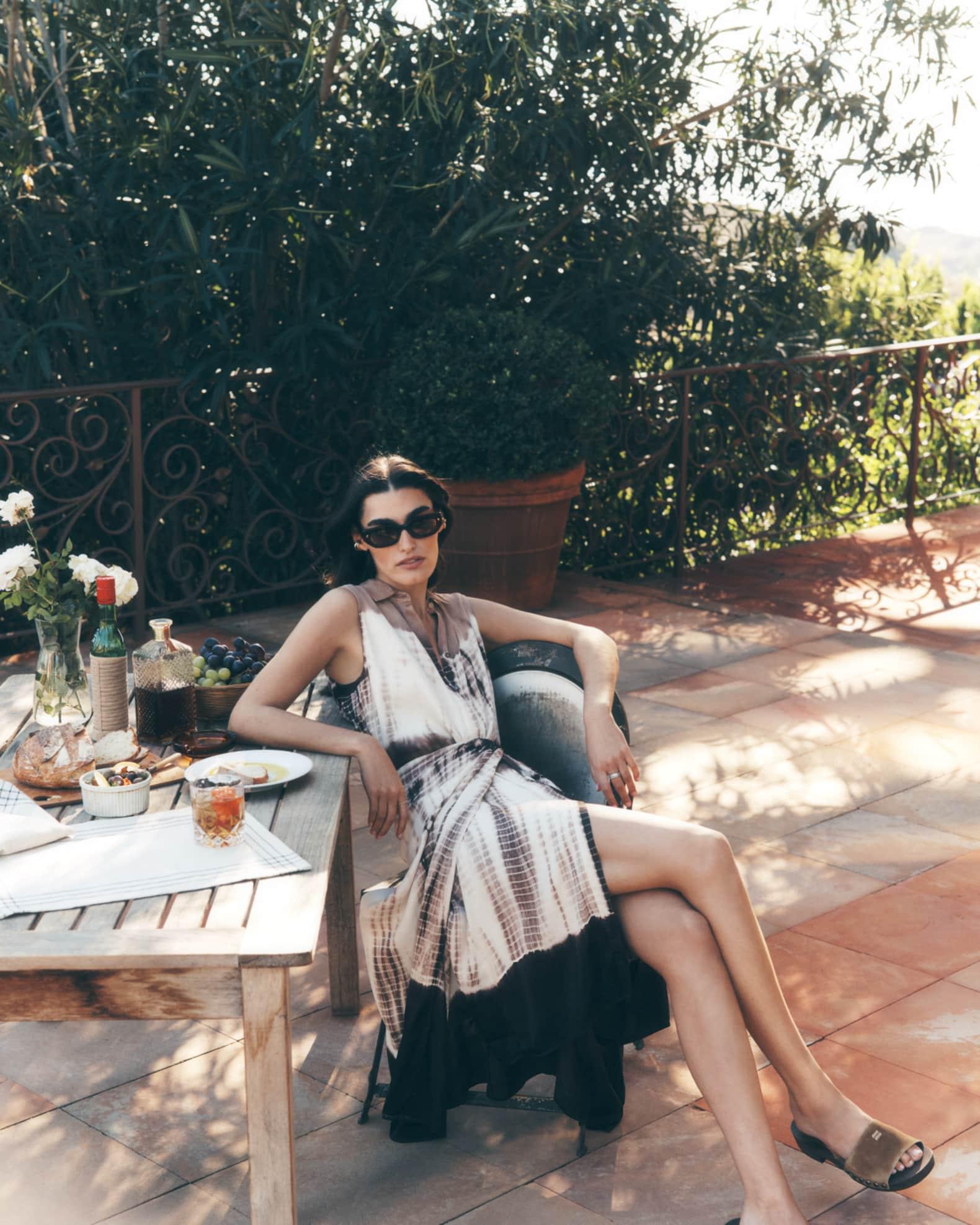 Ivria Tie-Dye Sleeveless Midi Wrap Shirtdress Product Image