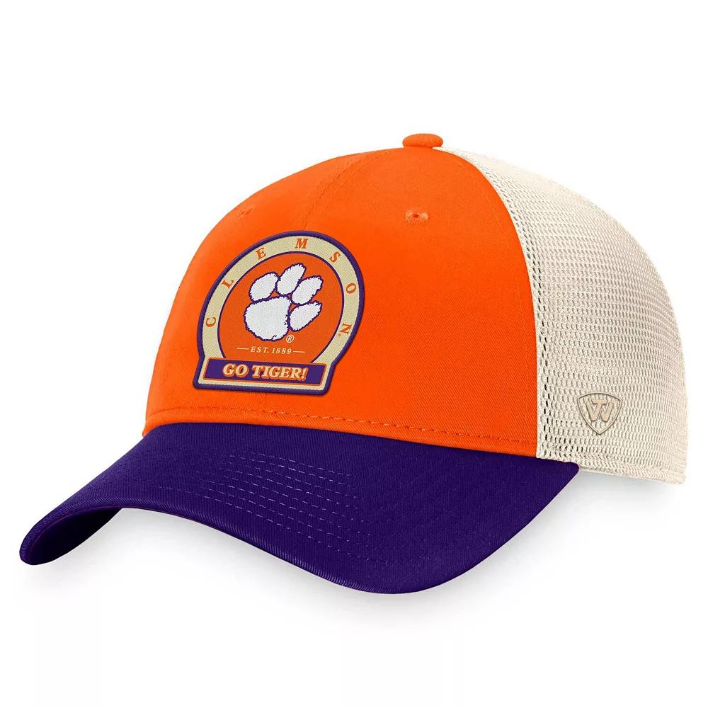 Men's Top of the World Orange Clemson Tigers Refined Trucker Adjustable Hat Product Image