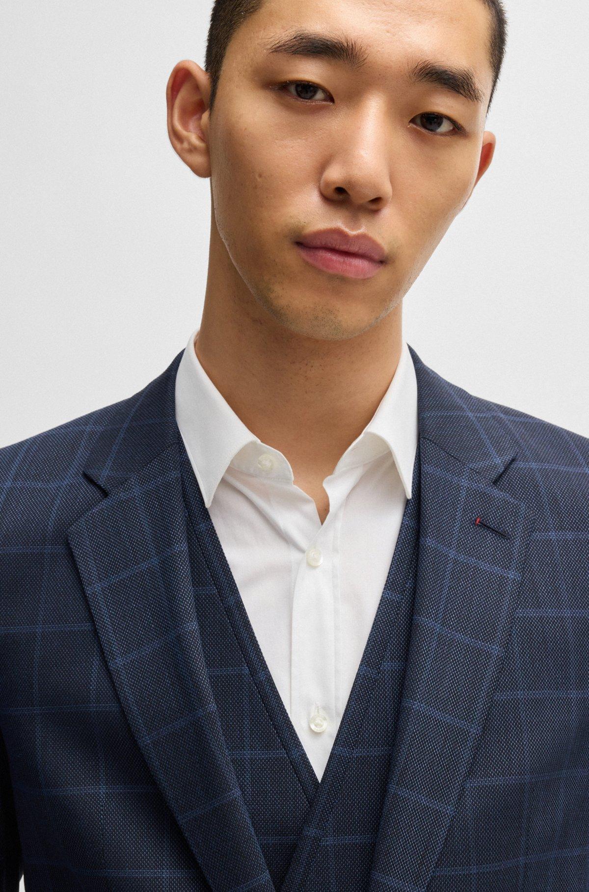 Extra-slim-fit suit in checked performance-stretch cloth Product Image