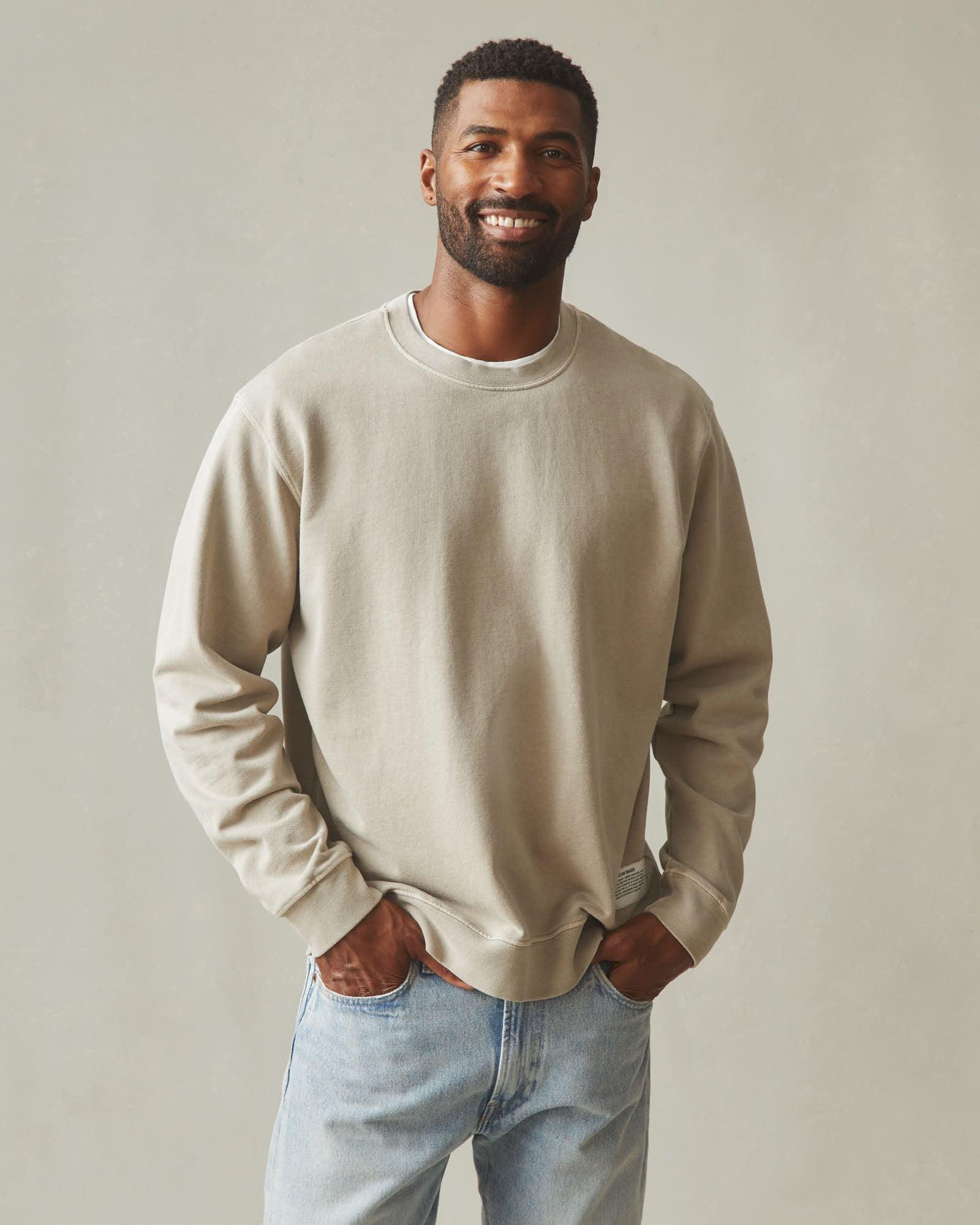 Men's Vintage Wash Relaxed French Terry Crew - Sand Product Image