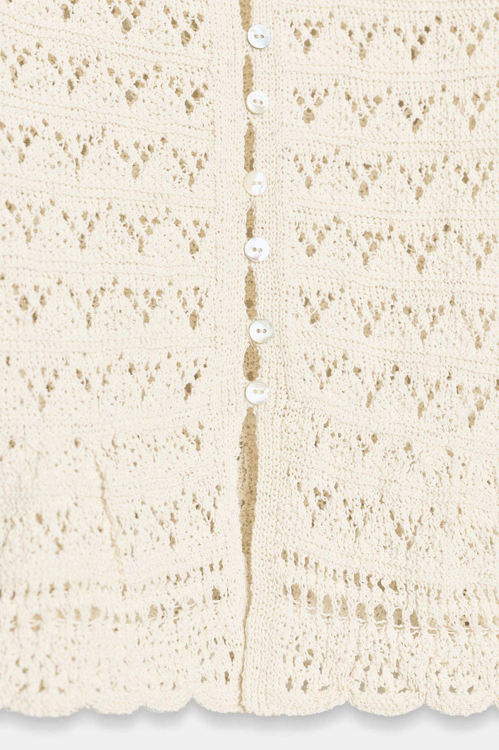 SHORT SLEEVE POINTELLE CARDIGAN Product Image