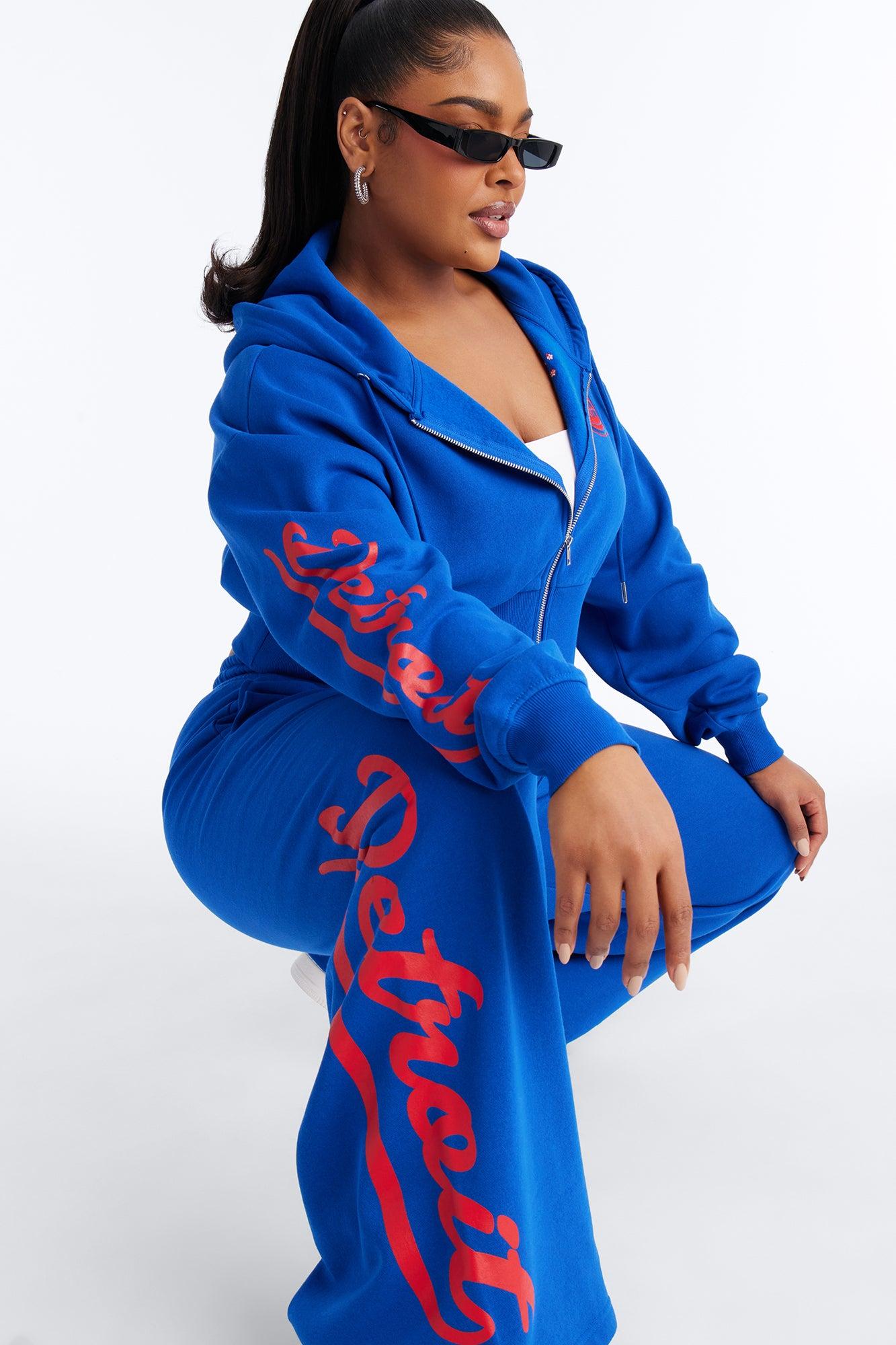 NBA Detroit Pistons Fleece Wide Leg Pants - Royal Female Product Image