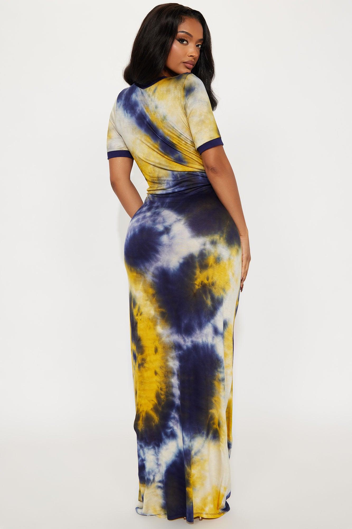 Breezy Tie Dye Maxi Dress - Navy/combo Female Product Image
