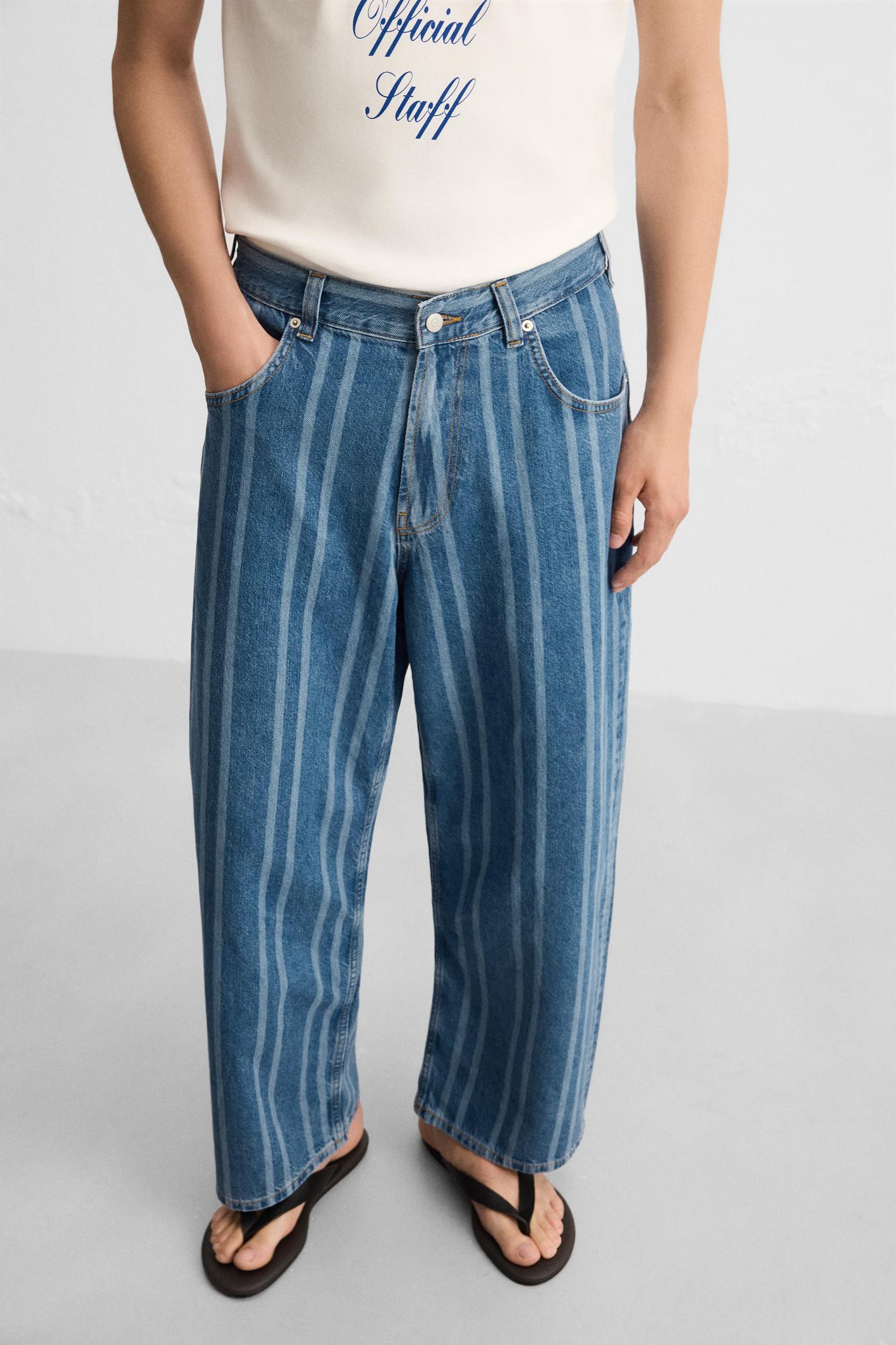 STRIPED RELAXED FIT JEANS Product Image