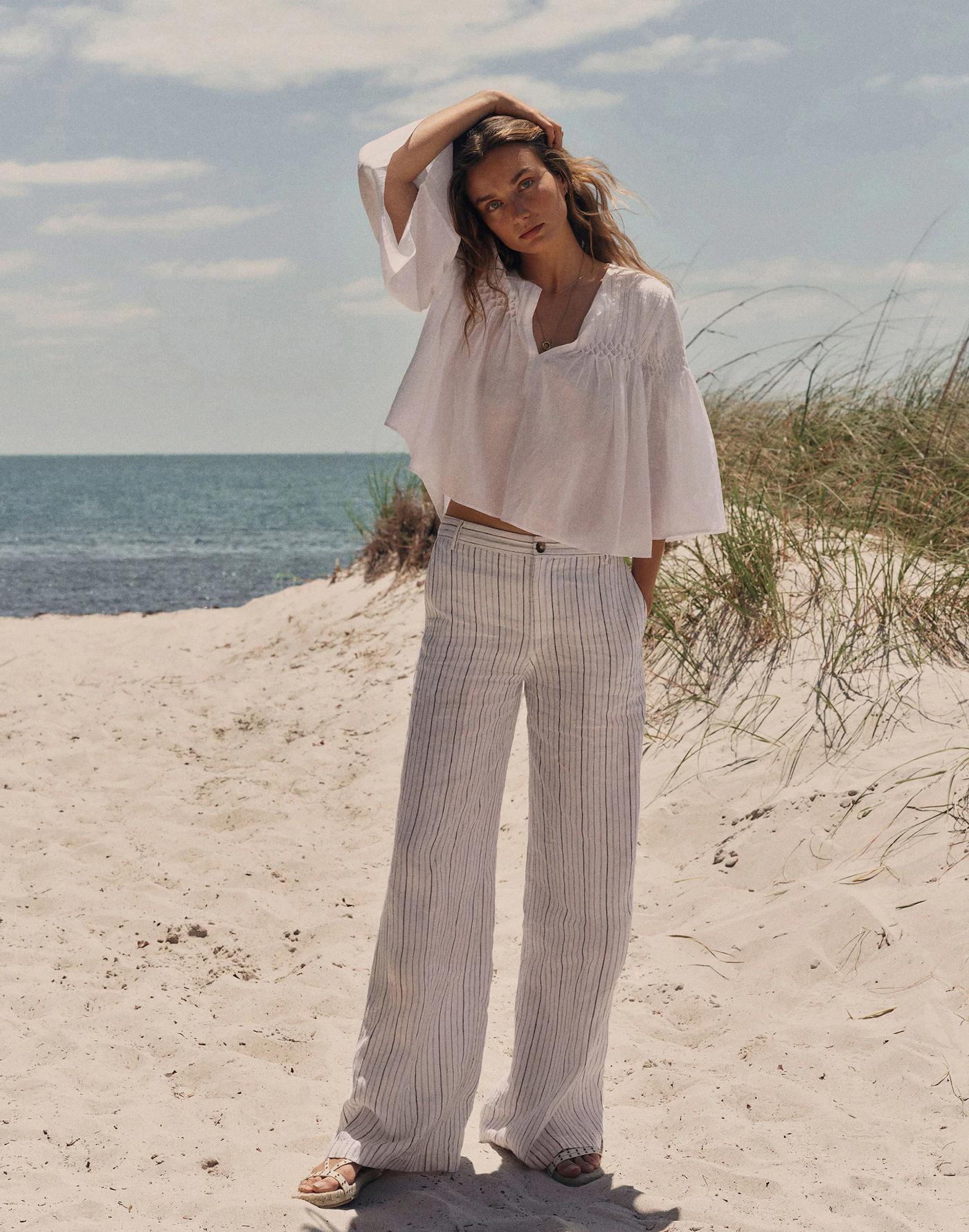 The Zoe Relaxed Wide Pant in 100% Linen Product Image