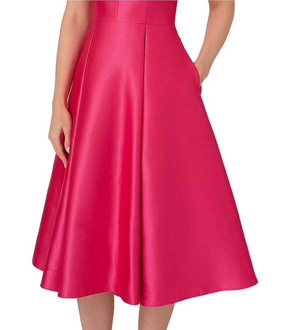 Adrianna Papell Sweetheart Neck 3D Floral Strap Mikado Fit & Flare Midi Dress Product Image