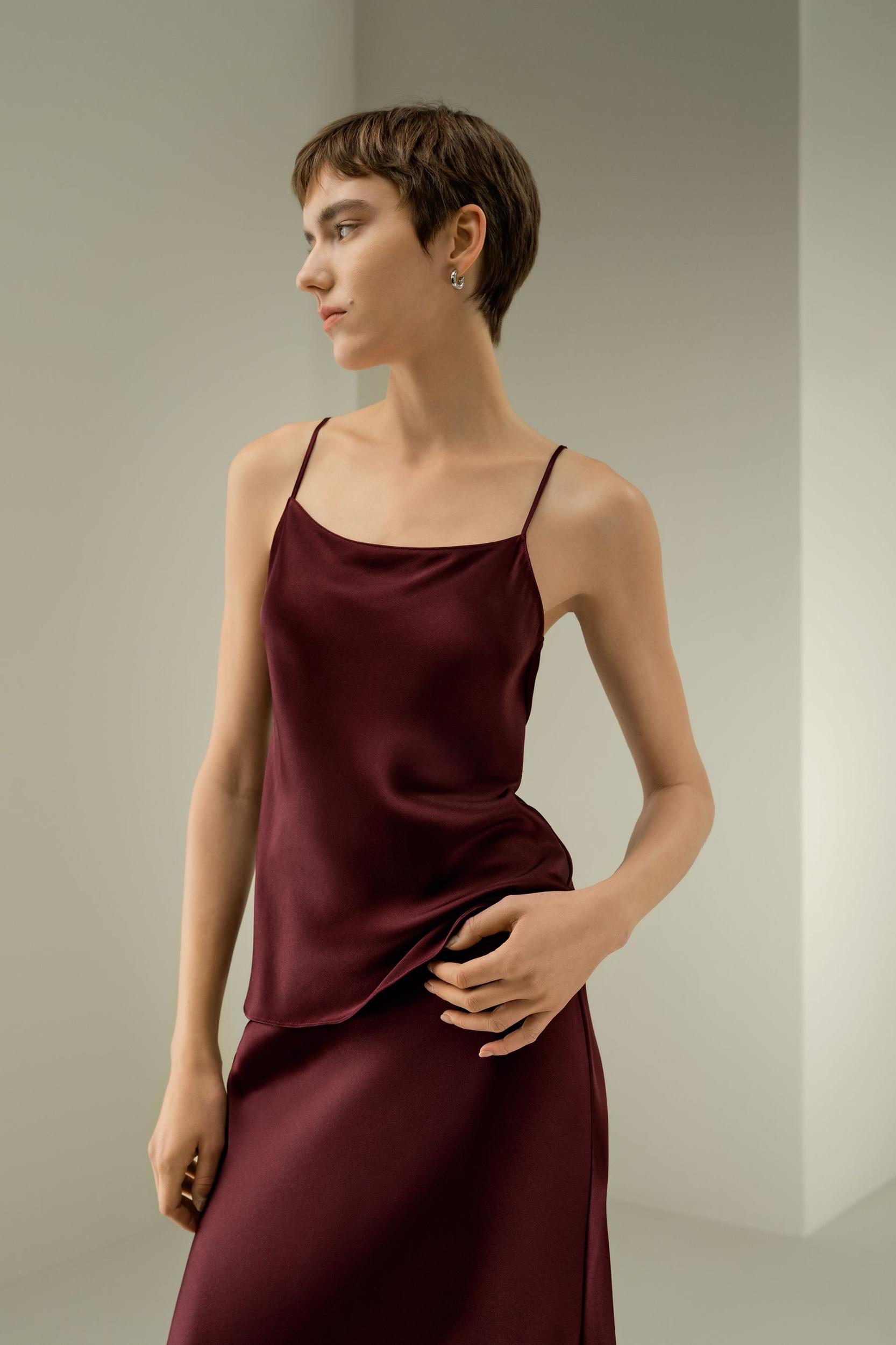 Double-Faced Silk Charmeuse Bias Cami Product Image