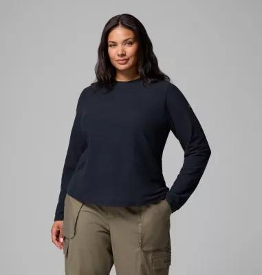 Columbia Womens Brea Falls Grid Crew Long Sleeve Shirt - Plus Size- Product Image