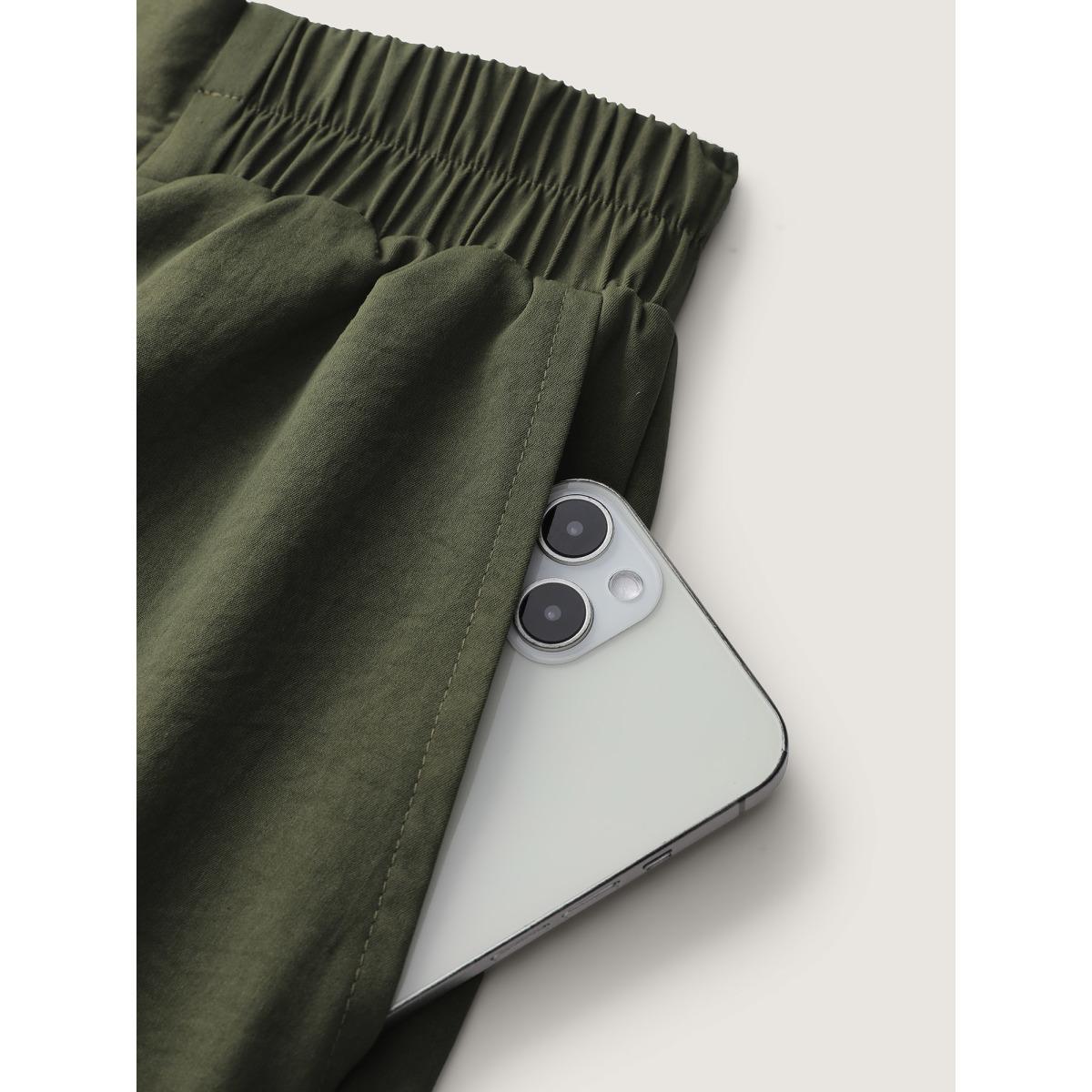 Plus Size Belted Waist Wide-Leg Pants Women ArmyGreen Leisure Loose Mid Rise Casual Pants BloomChic 22-24/3X Product Image