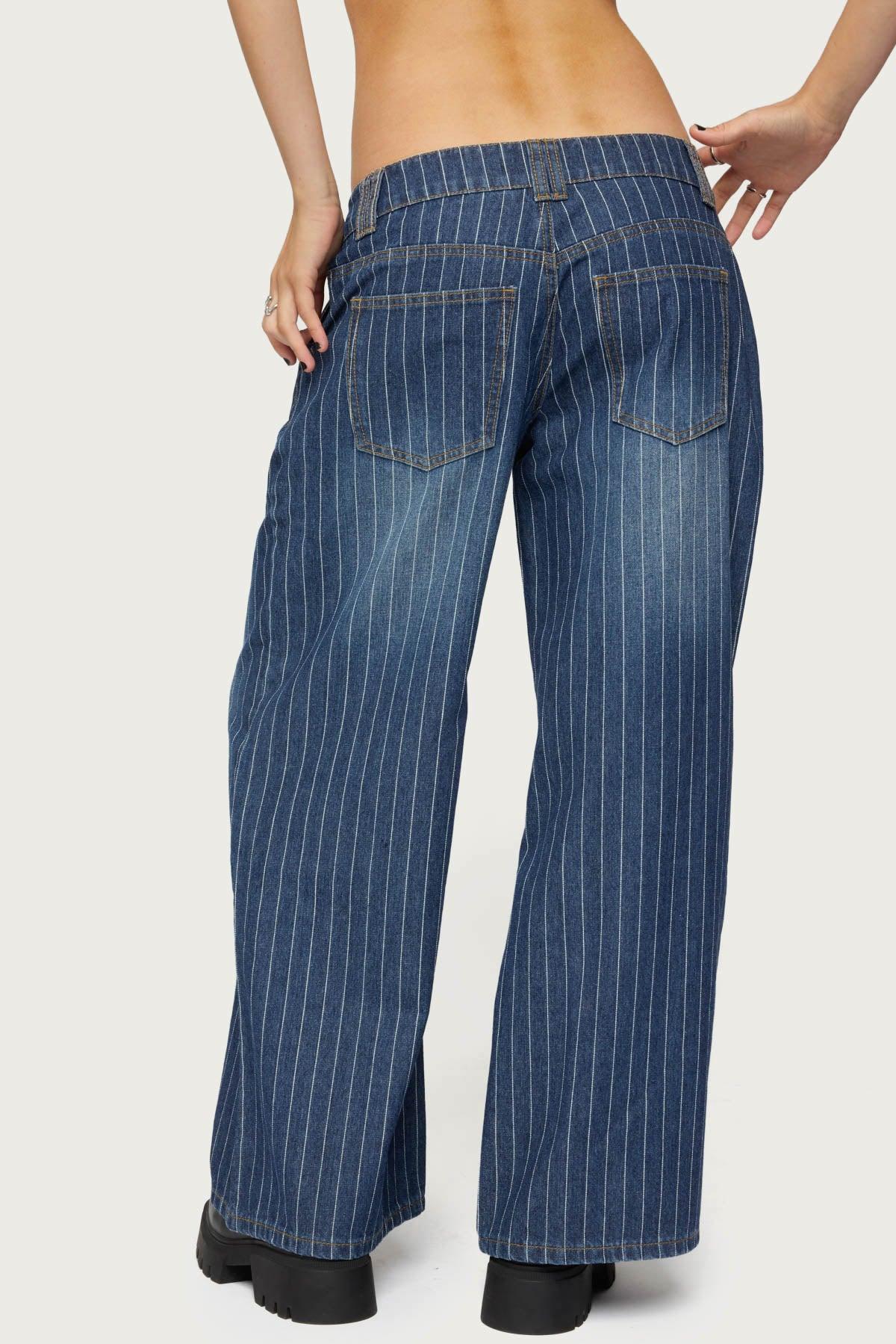 Petite Cory Striped Low Rise Jeans Product Image