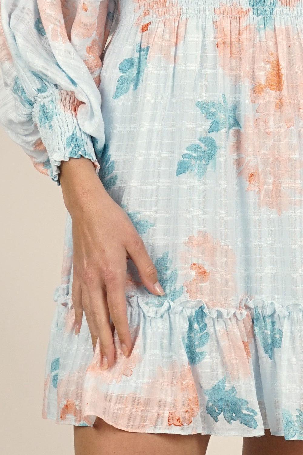 Floral Split Sleeve Mini Dress Product Image