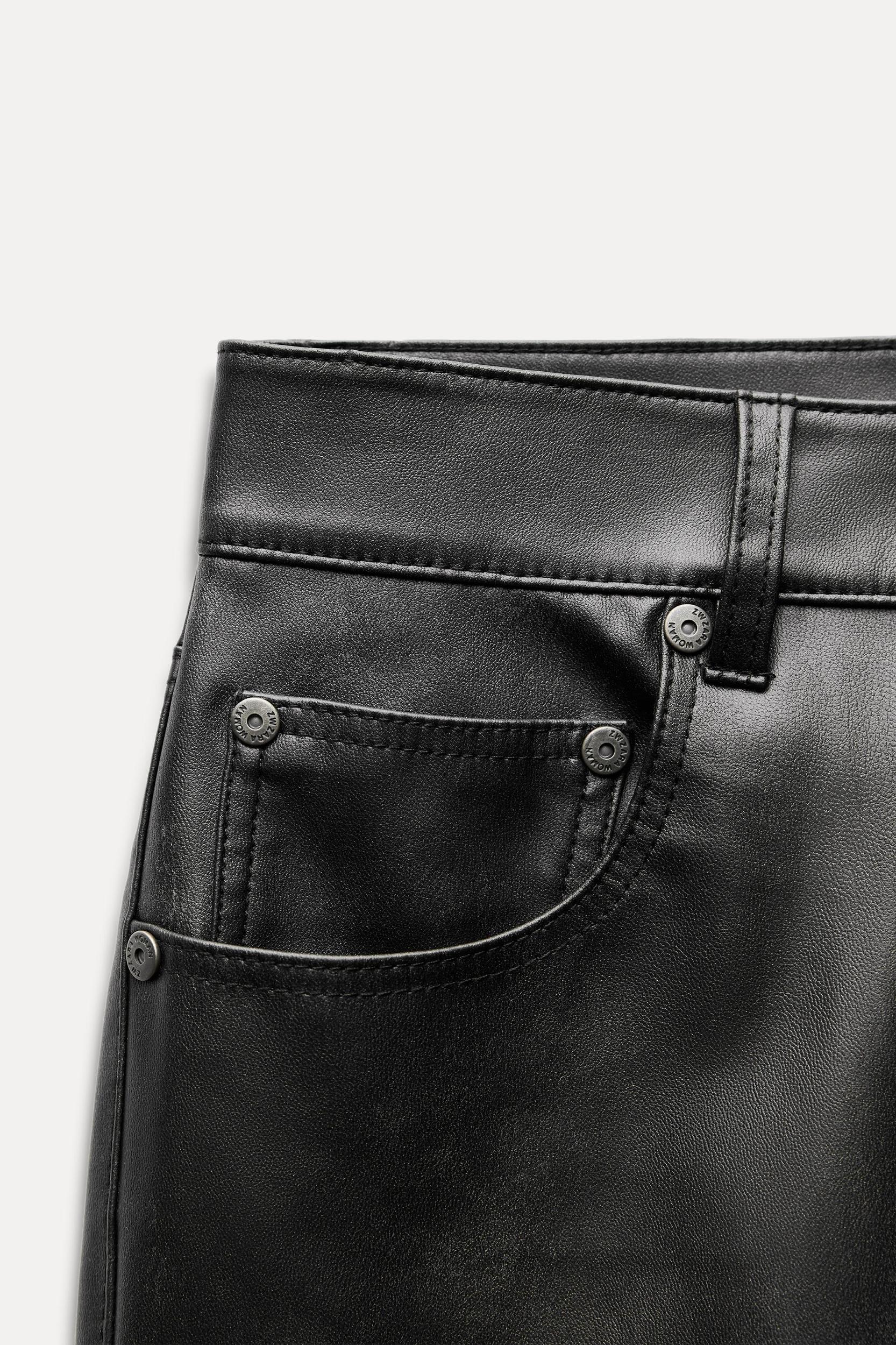 ZW COLLECTION FAUX LEATHER HIGH-WAISTED BOOTCUT CROPPED PANTS Product Image