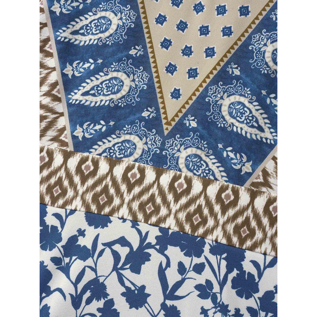 Plus Size Boho Print V-Neck Waist Cinched Midi Dress Mediumblue Women Resort Non V-neck Long Sleeve Curvy BloomChic 10/M Product Image