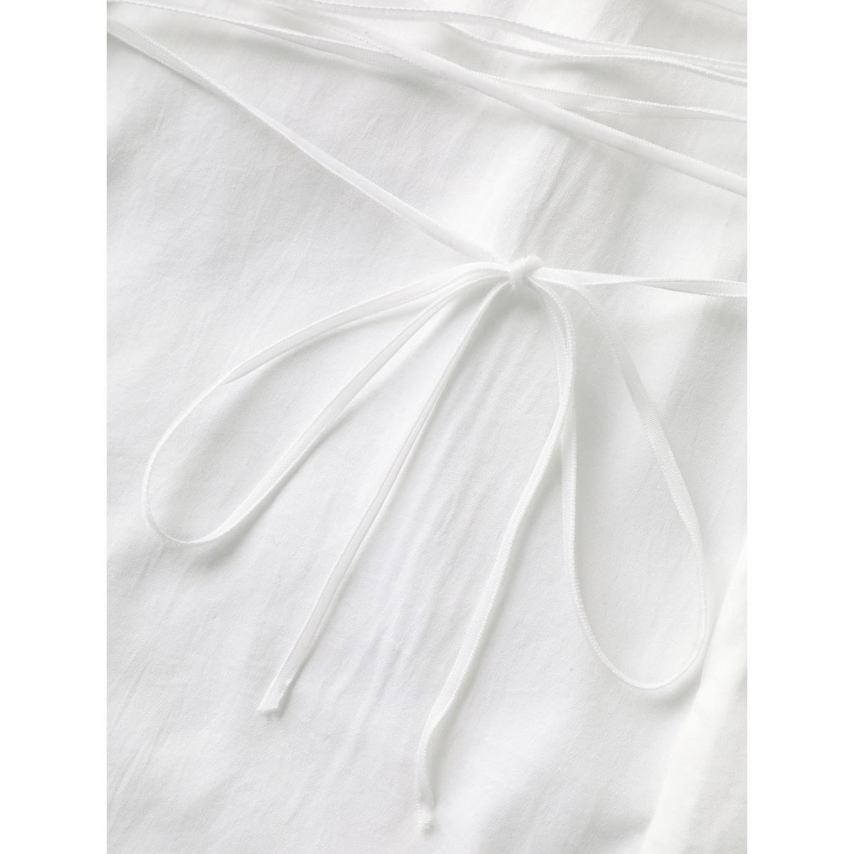 Plus Size Originalwhite Adjustable Waist Button Placket Solid Blouse Women Short sleeve Shirt collar Work Blouses BloomChic 14-16/1X Product Image