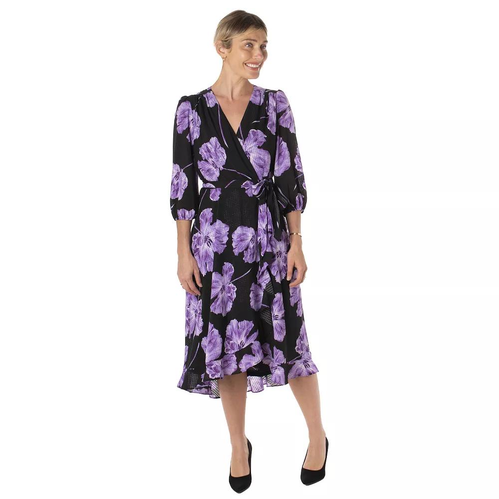 Women's Maison Tara Floral Box Print Midi Dress, Size: 6, Black Iris Product Image