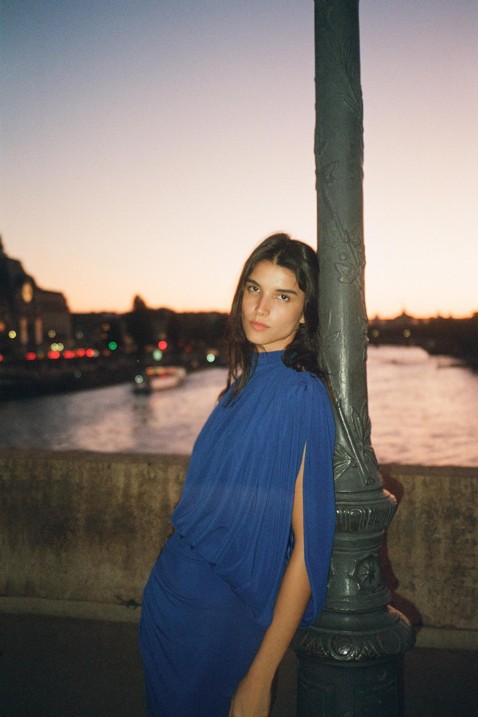 DRAPED CAPE DRESS Product Image