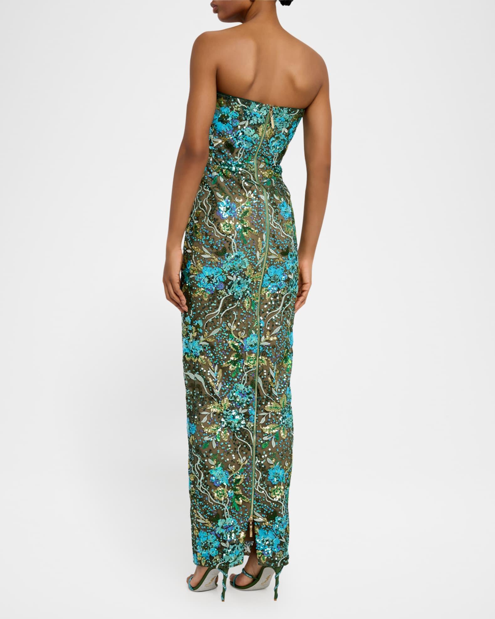 Dahlia Strapless Floral Sequin Column Gown Product Image