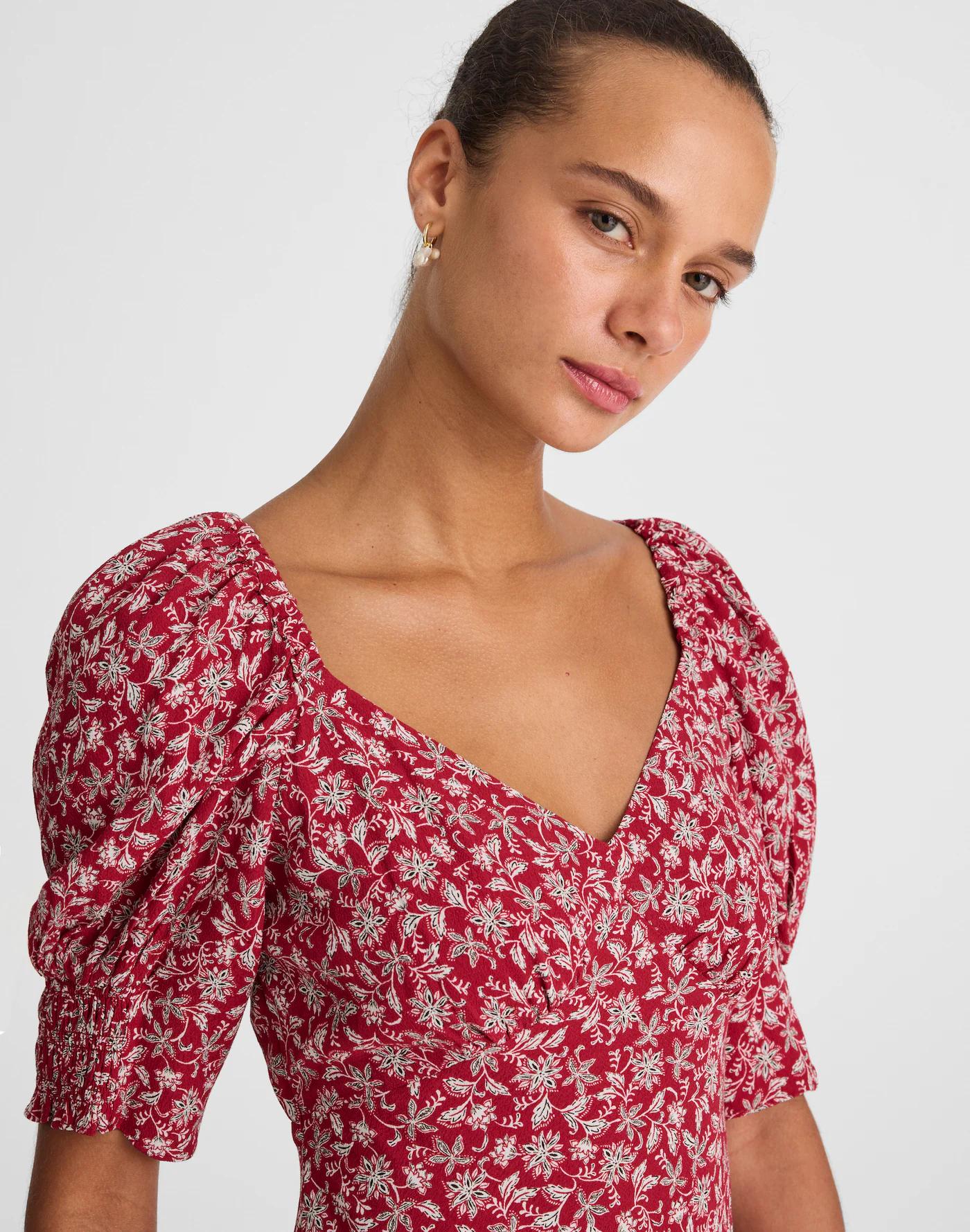 Puff-Sleeve Mini Dress in Floral Product Image