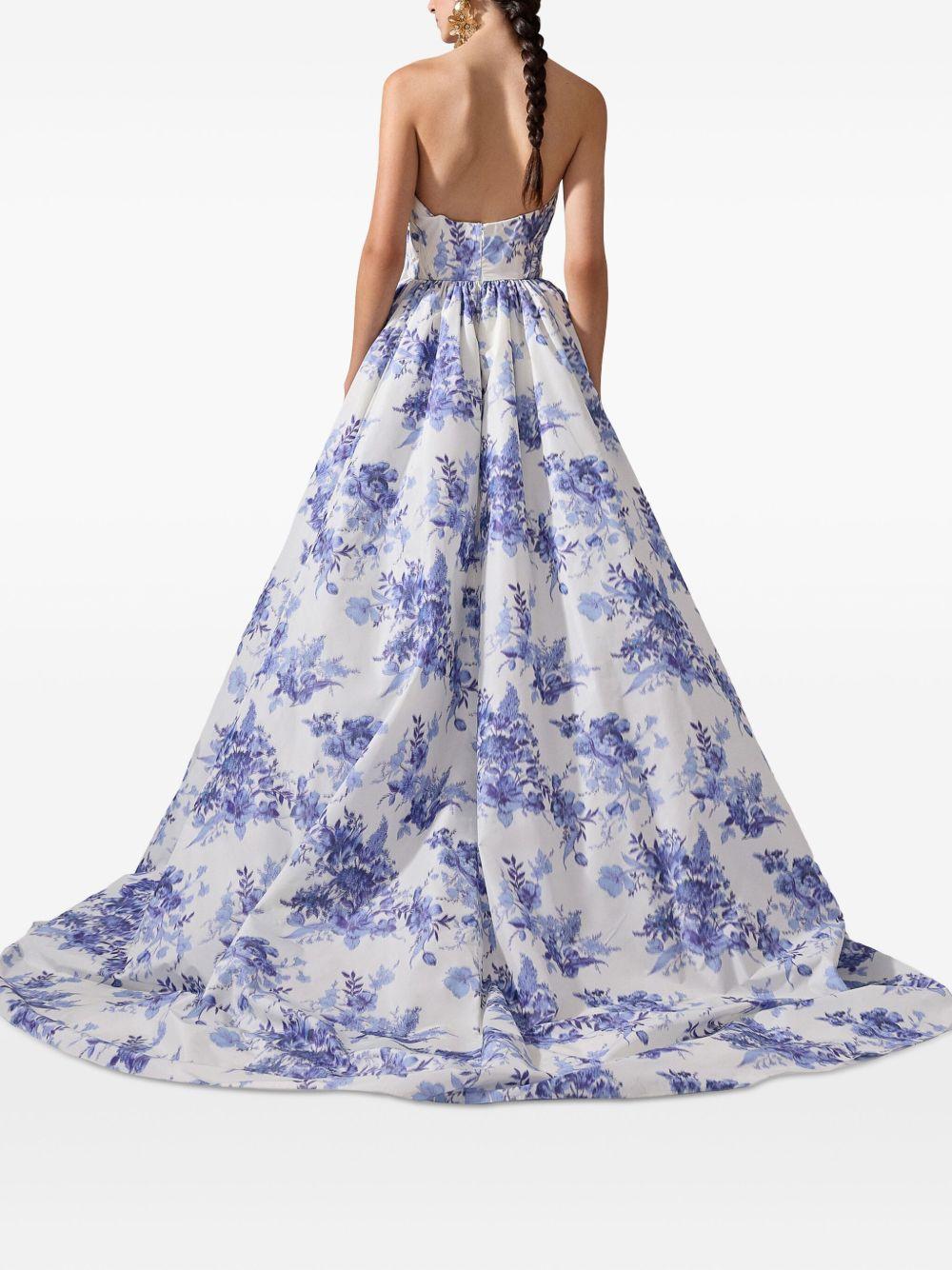 floral-print strapless gown Product Image