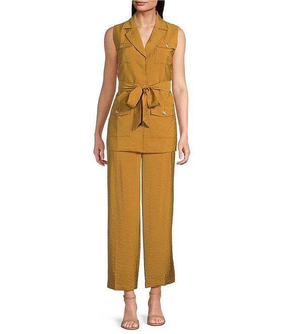Anne Klein Pull-On Pleat Front Wide Leg Ankle Pants Product Image