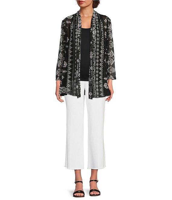 Calessa Modern Mosaic Shawl Collar Open Front Cardigan Product Image