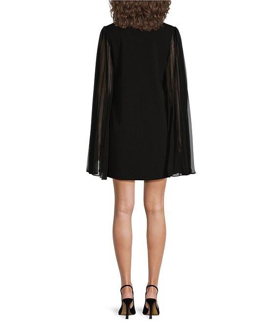 Trina Turk Celestina Crepe Knit V-Neck Long Split Sleeve Mini Dress Product Image