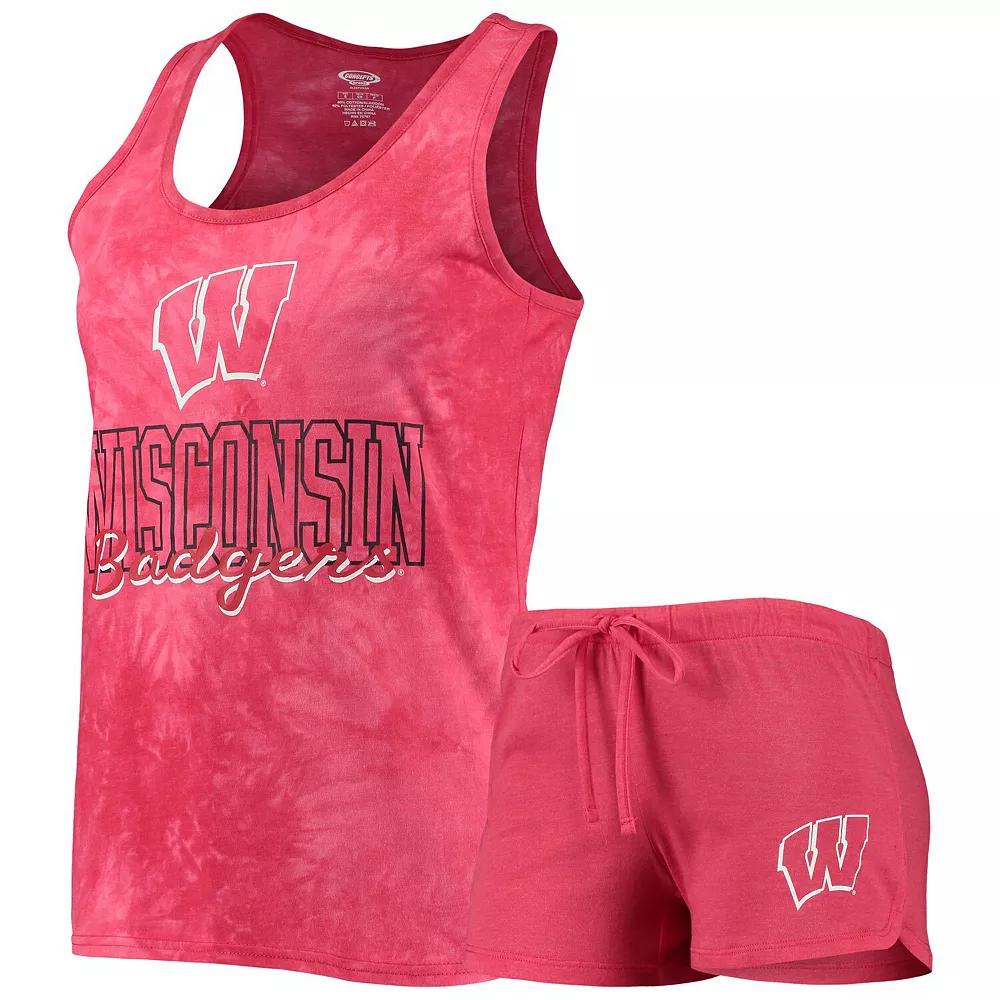 Women's Concepts Sport Red Wisconsin Badgers Billboard Tie-Dye Tank Top & Shorts Set, Size: Small Product Image