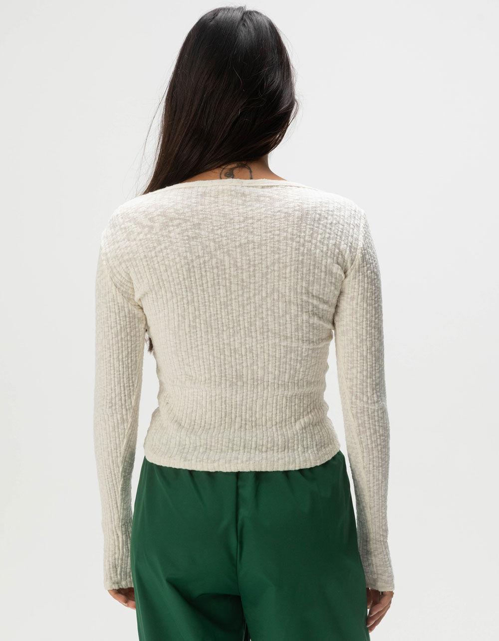 FULL TILT Womens Rib Long Sleeve Henley Top - BURGUNDY Product Image