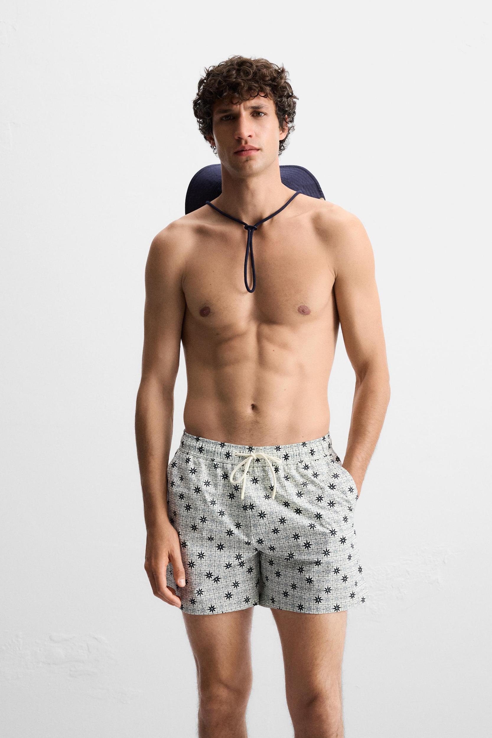 GEOMETRIC PRINT MID-LENGTH SWIMSUIT Product Image