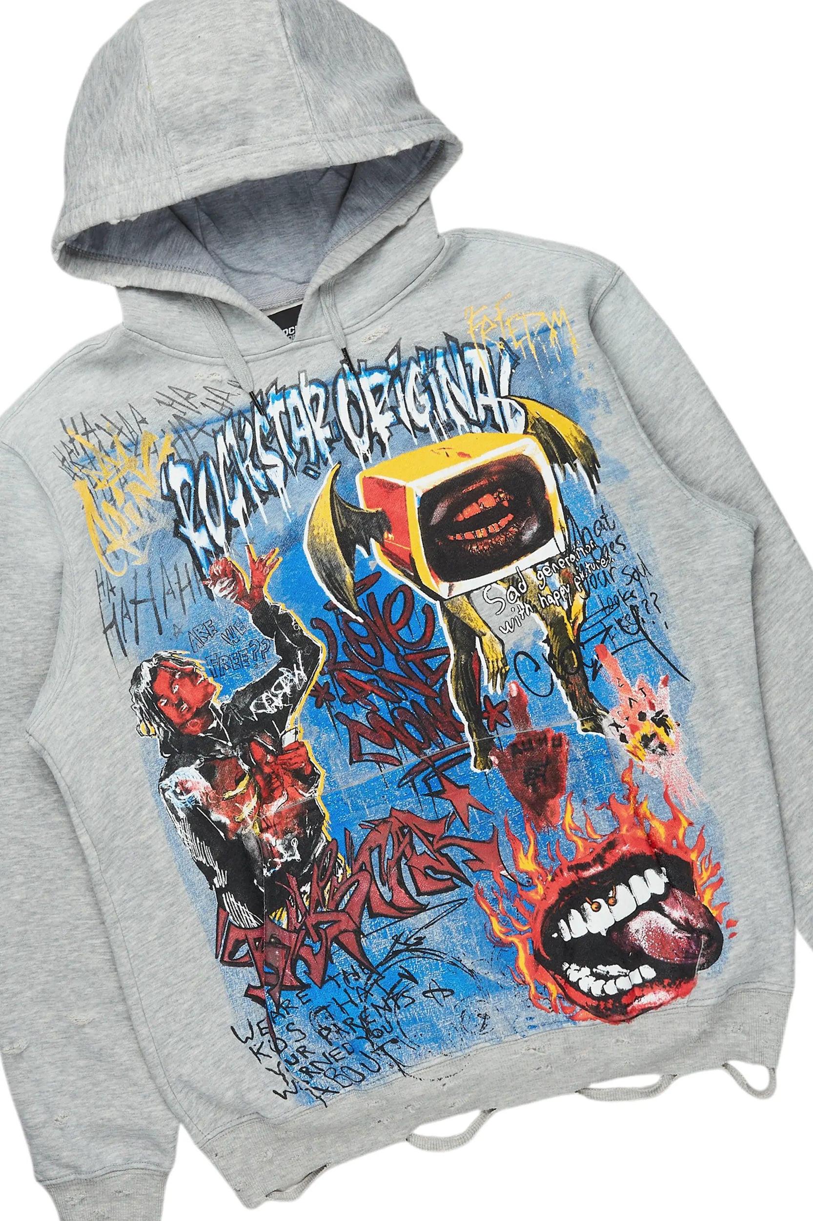 Yooz Grey/Blue Hoodie/Baggy Fit Jean Bundle Male Product Image