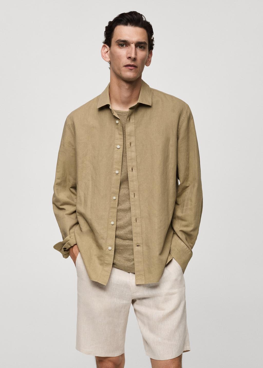 Classic-fit linen-blend shirt - Men | MANGO USA Product Image